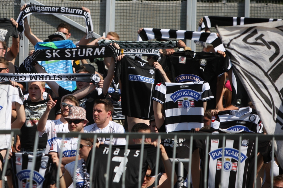 Wolfsberg - Sturm Graz
Oesterreichische Fussball Bundesliga, 36. Runde, Wolfsberger AC - SK Sturm Graz, Lavanttal Arena Wolfsberg, 28.05.2017. 

Foto zeigt Fans von Sturm
