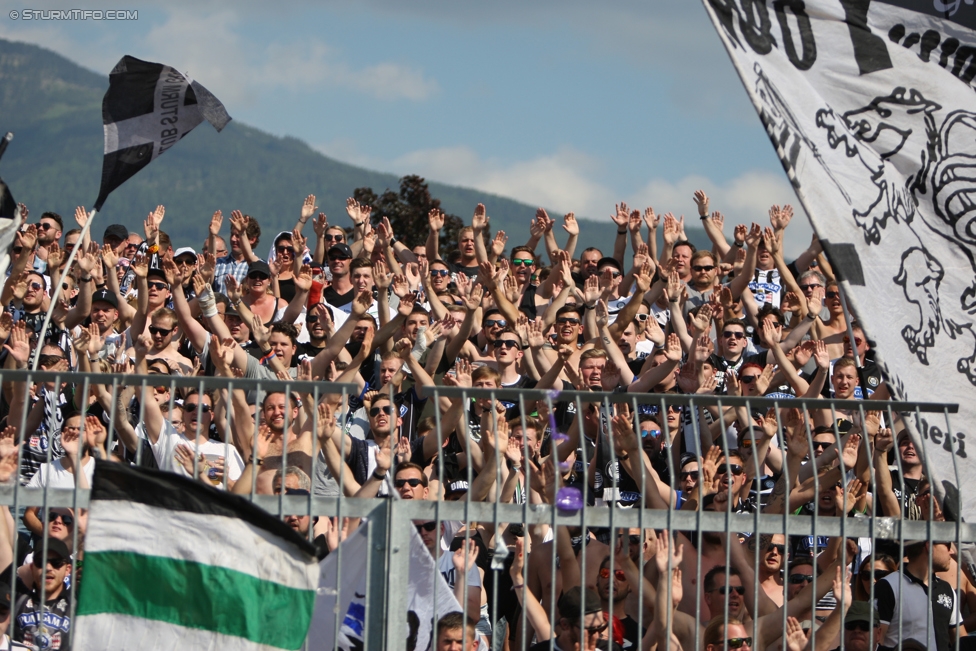 Wolfsberg - Sturm Graz
Oesterreichische Fussball Bundesliga, 36. Runde, Wolfsberger AC - SK Sturm Graz, Lavanttal Arena Wolfsberg, 28.05.2017. 

Foto zeigt Fans von Sturm
