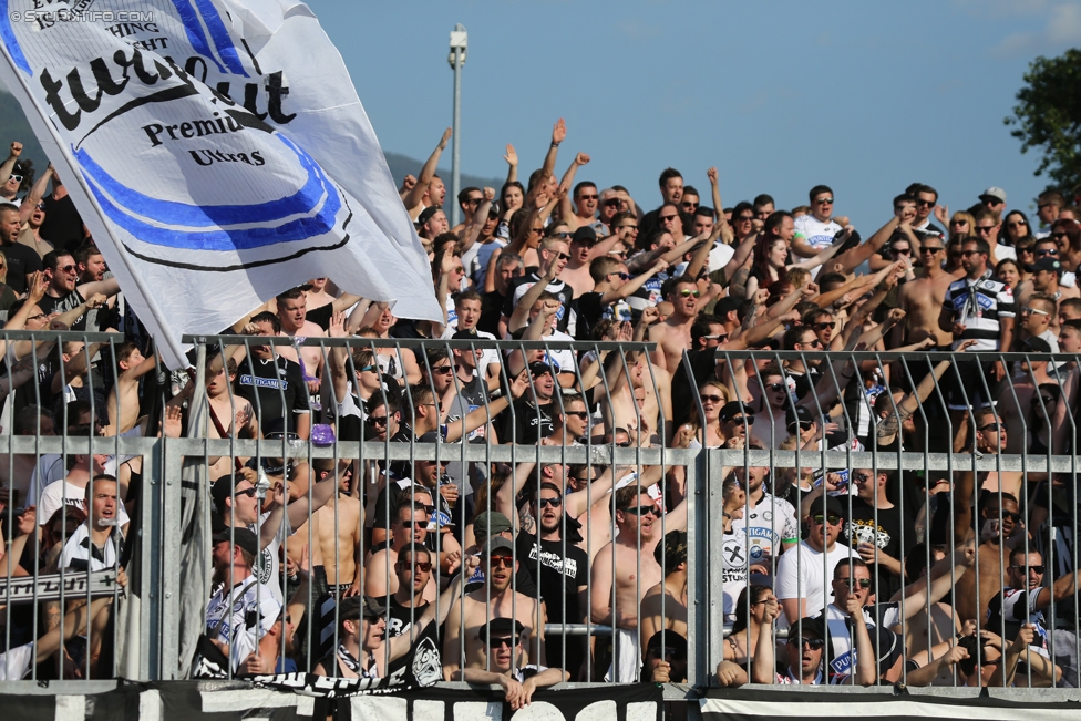 Wolfsberg - Sturm Graz
Oesterreichische Fussball Bundesliga, 36. Runde, Wolfsberger AC - SK Sturm Graz, Lavanttal Arena Wolfsberg, 28.05.2017. 

Foto zeigt Fans von Sturm
