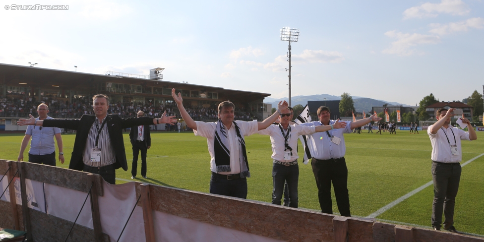 Wolfsberg - Sturm Graz
Oesterreichische Fussball Bundesliga, 36. Runde, Wolfsberger AC - SK Sturm Graz, Lavanttal Arena Wolfsberg, 28.05.2017. 

Foto zeigt Christian Jauk (Praesident Sturm), Gerhard Steindl (Vorstand Sturm), Peter Schaller (Vorstand Sturm), Guenther Niederl (Vorstand Sturm) und Alexander Fasching (Pressesprecher Sturm)
