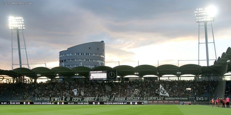 Sturm Graz - Podgorica
UEFA Europa League Qualifikation 2. Runde, SK Sturm Graz -  FK Mladost Podgorica, Stadion Liebenau Graz, 13.07.2017. 

Foto zeigt Fans von Sturm
