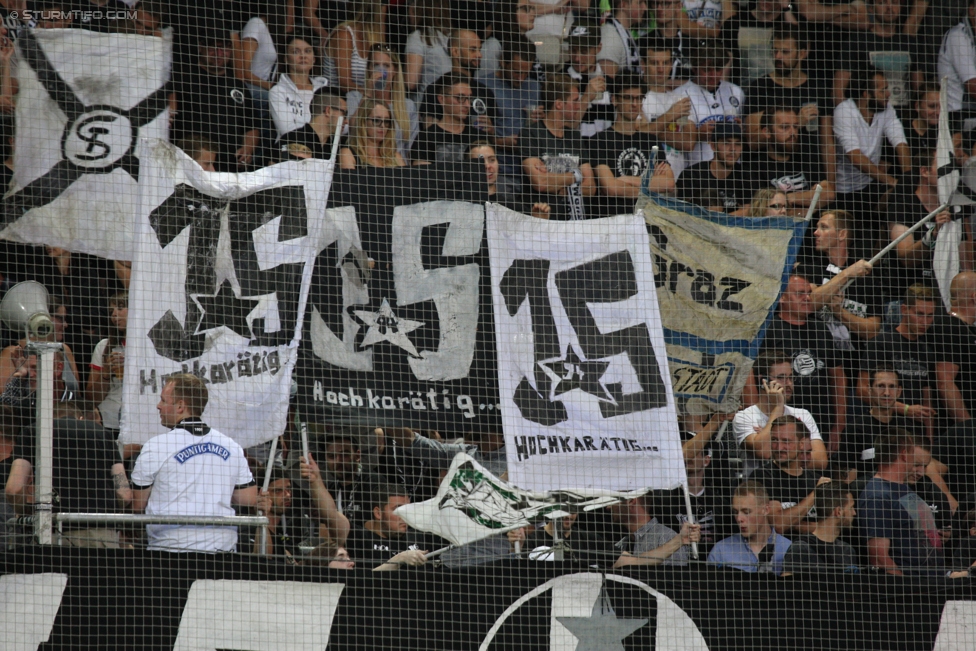 Sturm Graz - Podgorica
UEFA Europa League Qualifikation 2. Runde, SK Sturm Graz -  FK Mladost Podgorica, Stadion Liebenau Graz, 13.07.2017. 

Foto zeigt Fans von Sturm
