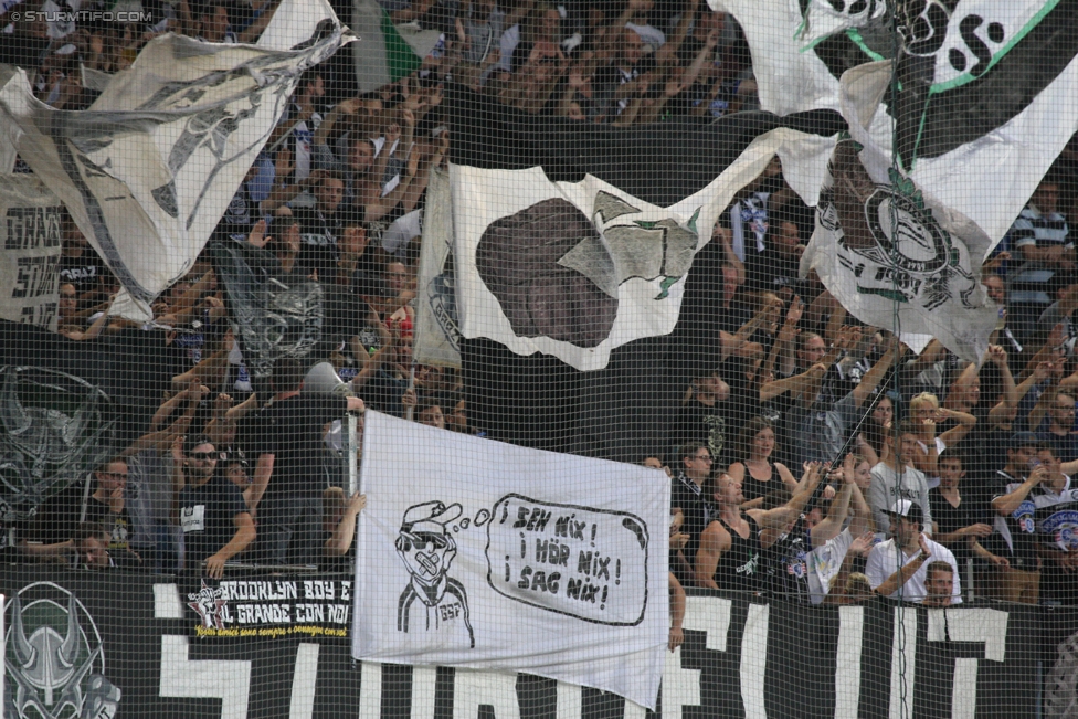 Sturm Graz - Podgorica
UEFA Europa League Qualifikation 2. Runde, SK Sturm Graz -  FK Mladost Podgorica, Stadion Liebenau Graz, 13.07.2017. 

Foto zeigt Fans von Sturm
