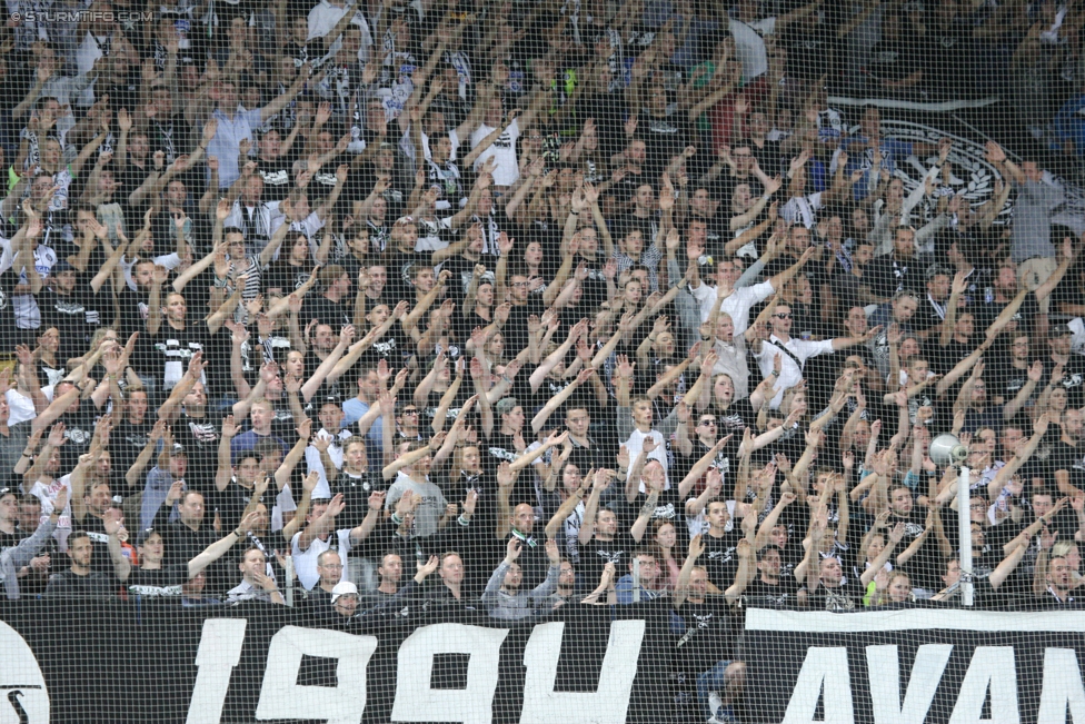 Sturm Graz - Podgorica
UEFA Europa League Qualifikation 2. Runde, SK Sturm Graz -  FK Mladost Podgorica, Stadion Liebenau Graz, 13.07.2017. 

Foto zeigt Fans von Sturm
