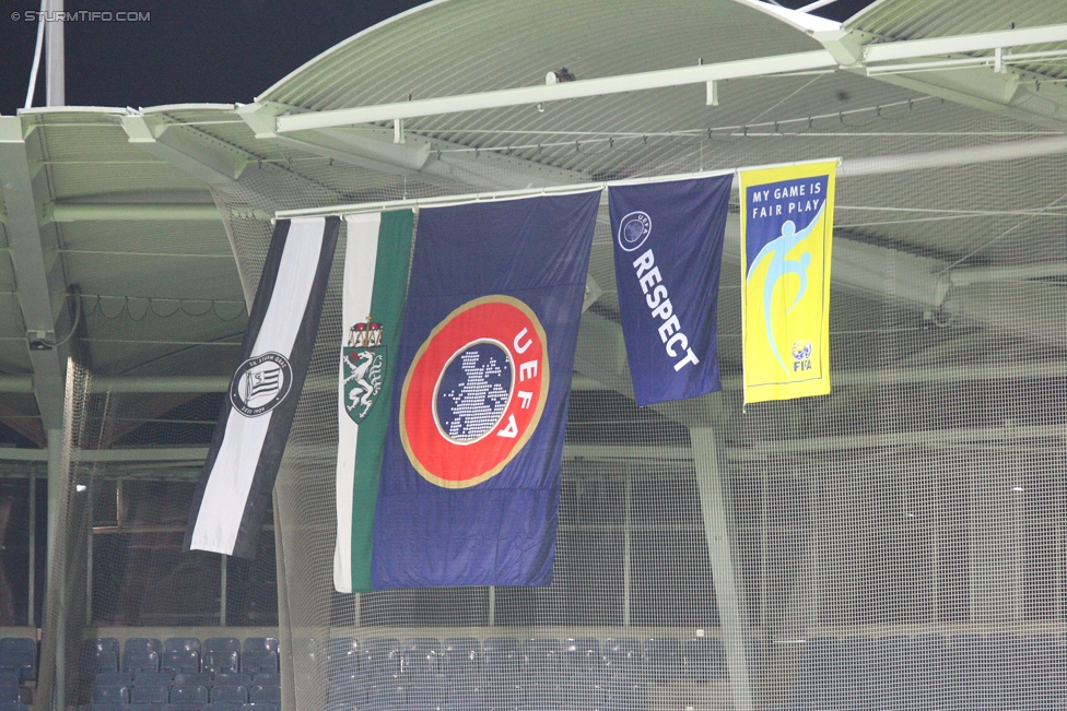 Sturm Graz - Podgorica
UEFA Europa League Qualifikation 2. Runde, SK Sturm Graz -  FK Mladost Podgorica, Stadion Liebenau Graz, 13.07.2017. 

Foto zeigt Fahnen
