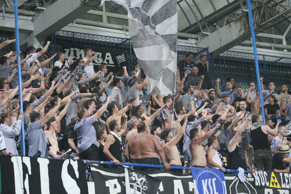 Podgorica - Sturm Graz
UEFA Europa League Qualifikation 2. Runde, FK Mladost Podgorica - SK Sturm Graz, Gradski Stadion Podgorica, 20.07.2017. 

Foto zeigt Fans von Sturm
