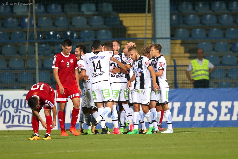 Podgorica - Sturm Graz
UEFA Europa League Qualifikation 2. Runde, FK Mladost Podgorica - SK Sturm Graz, Gradski Stadion Podgorica, 20.07.2017. 

Foto zeigt die Mannschaft von Sturm
Schlüsselwörter: torjubel