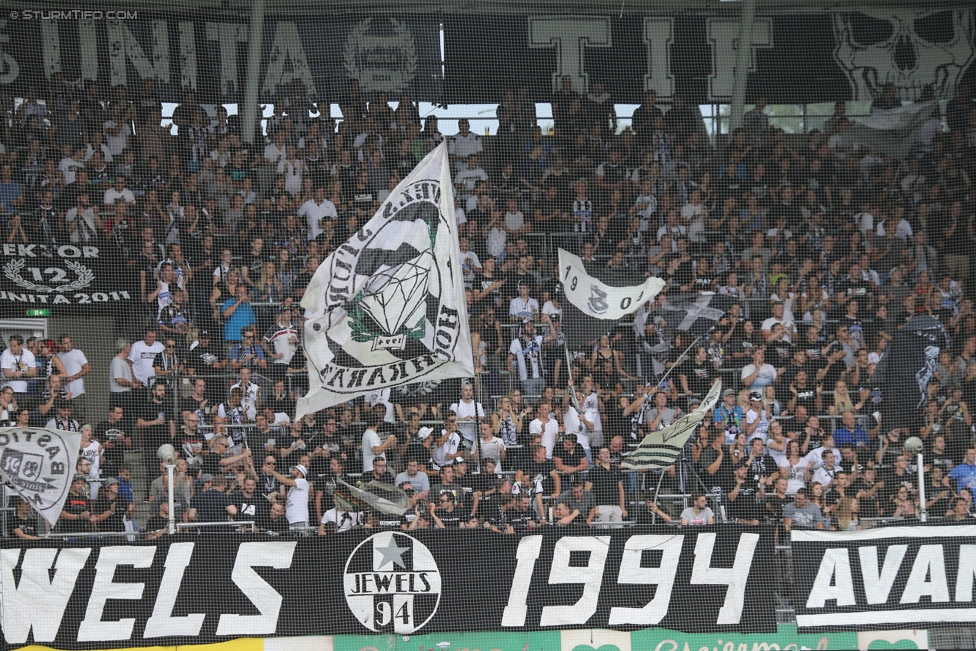 Sturm Graz - St. Poelten
Oesterreichische Fussball Bundesliga, 1. Runde, SK Sturm Graz - SKN St. Poelten, Stadion Liebenau Graz, 23.07.2017. 

Foto zeigt Fans von Sturm
