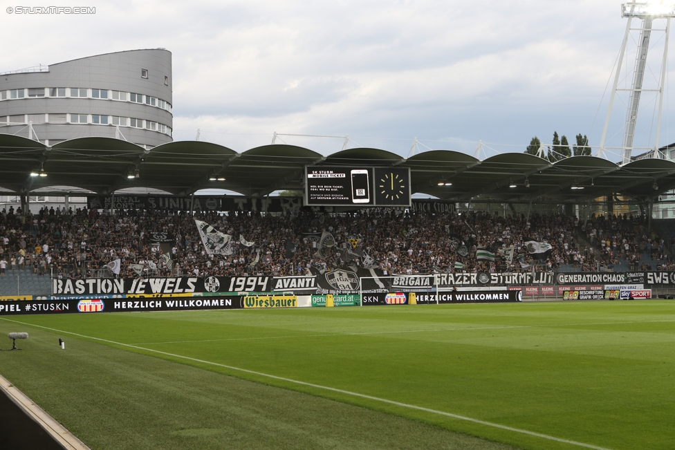 Sturm Graz - St. Poelten
Oesterreichische Fussball Bundesliga, 1. Runde, SK Sturm Graz - SKN St. Poelten, Stadion Liebenau Graz, 23.07.2017. 

Foto zeigt Fans von Sturm
