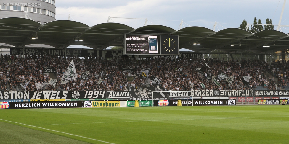 Sturm Graz - St. Poelten
Oesterreichische Fussball Bundesliga, 1. Runde, SK Sturm Graz - SKN St. Poelten, Stadion Liebenau Graz, 23.07.2017. 

Foto zeigt Fans von Sturm
