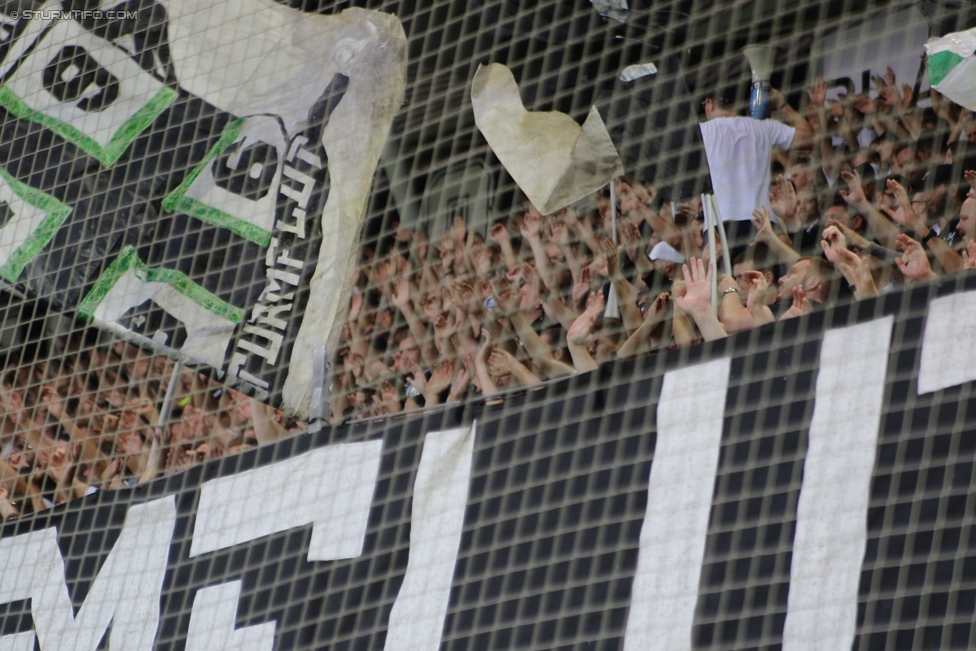 Sturm Graz - St. Poelten
Oesterreichische Fussball Bundesliga, 1. Runde, SK Sturm Graz - SKN St. Poelten, Stadion Liebenau Graz, 23.07.2017. 

Foto zeigt Fans von Sturm
