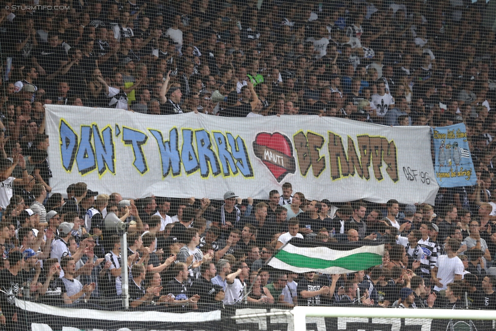 Sturm Graz - Fenerbahce
UEFA Europa League Qualifikation 3. Runde, SK Sturm Graz -  Fenerbahce Istanbul, Stadion Liebenau Graz, 27.07.2017. 

Foto zeigt Fans von Sturm mit einem Spruchband
