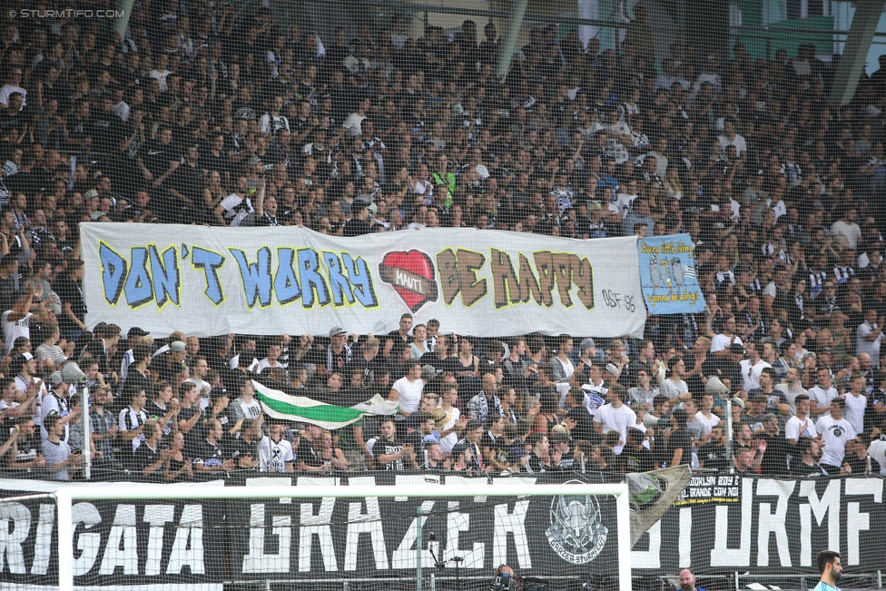 Sturm Graz - Fenerbahce
UEFA Europa League Qualifikation 3. Runde, SK Sturm Graz -  Fenerbahce Istanbul, Stadion Liebenau Graz, 27.07.2017. 

Foto zeigt Fans von Sturm mit einem Spruchband
