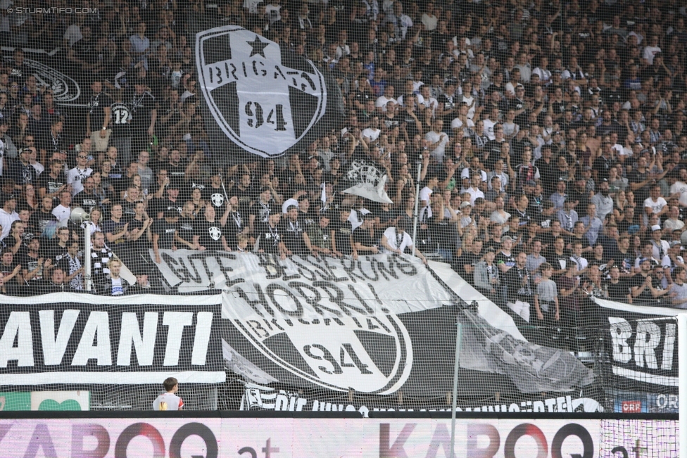 Sturm Graz - Fenerbahce
UEFA Europa League Qualifikation 3. Runde, SK Sturm Graz -  Fenerbahce Istanbul, Stadion Liebenau Graz, 27.07.2017. 

Foto zeigt Fans von Sturm mit einem Spruchband
