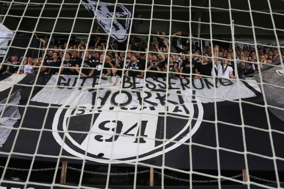 Sturm Graz - Fenerbahce
UEFA Europa League Qualifikation 3. Runde, SK Sturm Graz -  Fenerbahce Istanbul, Stadion Liebenau Graz, 27.07.2017. 

Foto zeigt Fans von Sturm mit einem Spruchband
