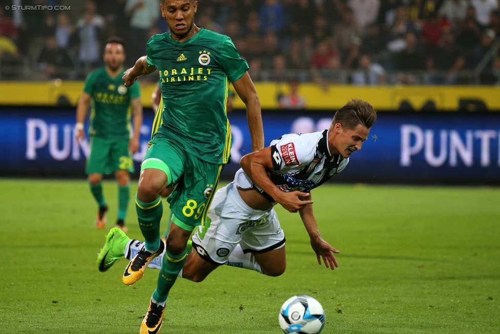 Sturm Graz - Fenerbahce
UEFA Europa League Qualifikation 3. Runde, SK Sturm Graz -  Fenerbahce Istanbul, Stadion Liebenau Graz, 27.07.2017. 

Foto zeigt Souza (Fenerbahce) und Stefan Hierlaender (Sturm)
