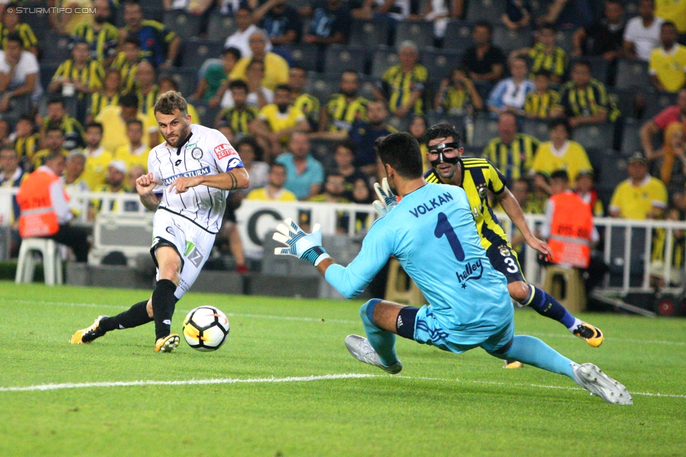 Fenerbahce - Sturm Graz
UEFA Europa League Qualifikation 3. Runde, Fenerbahce Istanbul - SK Sturm Graz, Suekrue Saracoglu Stadion Istanbul, 03.08.2017. 

Foto zeigt Philipp Huspek (Sturm) und Volkan Demirel (Fenerbahce)
Schlüsselwörter: tor