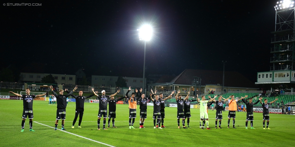 Mattersburg - Sturm Graz
Oesterreichische Fussball Bundesliga, 3. Runde, SV Mattersburg - SK Sturm Graz, Pappelstadion Mattersburg, 06.08.2017. 

Foto zeigt die Mannschaft von Sturm
Schlüsselwörter: jubel