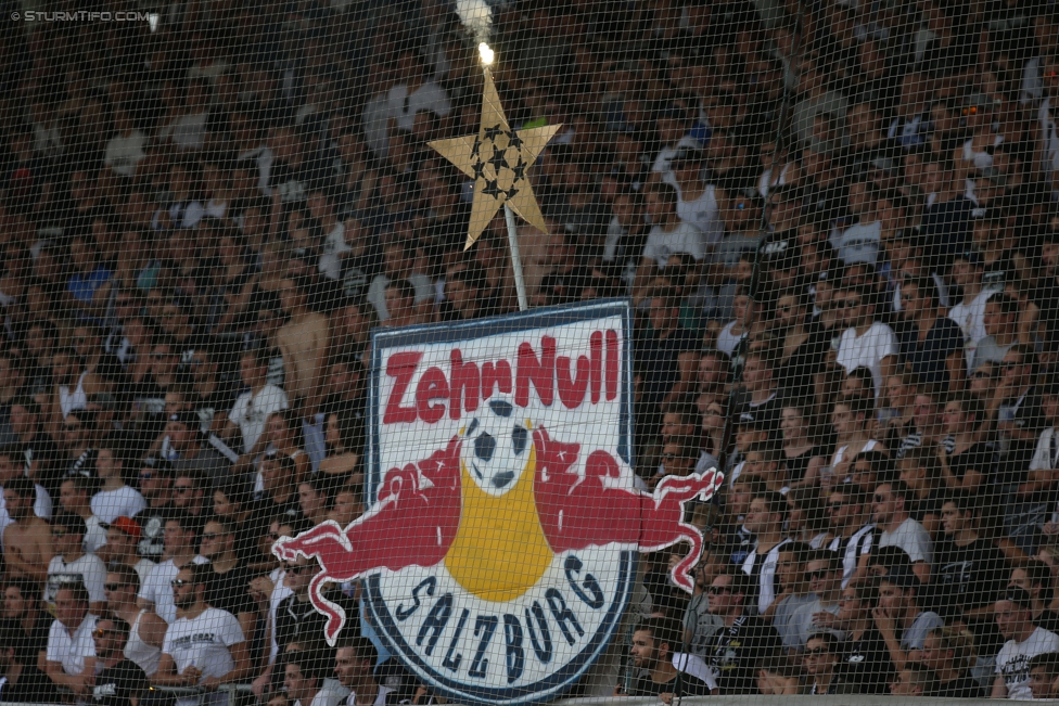 Sturm Graz - Salzburg
Oesterreichische Fussball Bundesliga, 6. Runde, SK Sturm Graz - FC RB Salzburg, Stadion Liebenau Graz, 27.08.2017. 

Foto zeigt Fans von Sturm mit einem Spruchband
