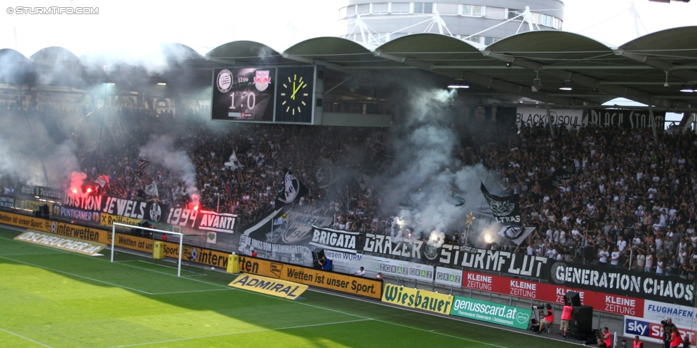 Sturm Graz - Salzburg
Oesterreichische Fussball Bundesliga, 6. Runde, SK Sturm Graz - FC RB Salzburg, Stadion Liebenau Graz, 27.08.2017. 

Foto zeigt Fans von Sturm mit einer Choreografie
Schlüsselwörter: pyrotechnik