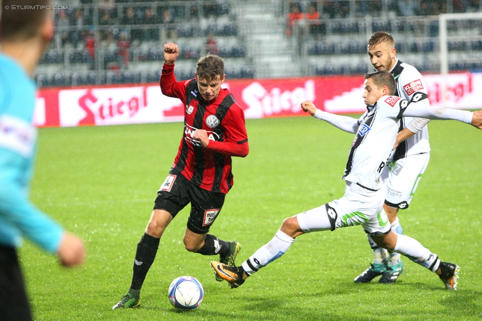 Anif - Sturm Graz
OEFB Cup, 2. Runde, USK Anif - SK Sturm Graz, Untersbergarena Groedig, 20.09.2017. 

Foto zeigt Thorsten Roecher (Sturm) und Sandi Lovric (Sturm)
