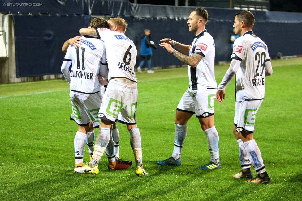 Anif - Sturm Graz
OEFB Cup, 2. Runde, USK Anif - SK Sturm Graz, Untersbergarena Groedig, 20.09.2017. 

Foto zeigt Philipp Huspek (Sturm), James Jeggo (Sturm), Peter Zulj (Sturm) und Thorsten Roecher (Sturm)
Schlüsselwörter: torjubel