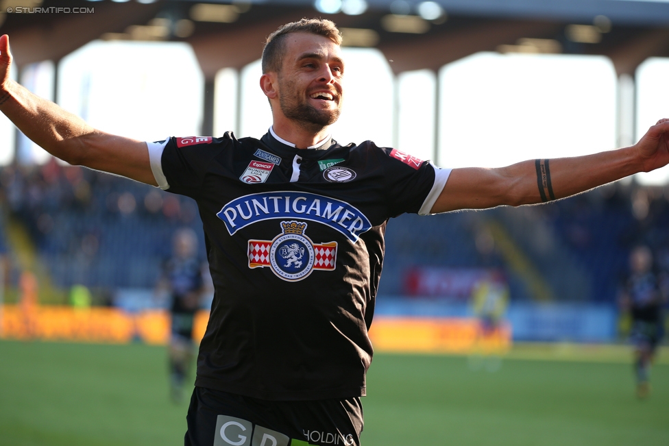 St. Poelten - Sturm Graz
Oesterreichische Fussball Bundesliga, 10. Runde, SKN St. Poelten - SK Sturm Graz, Arena St. Poelten, 30.09.2017. 

Foto zeigt Philipp Huspek (Sturm)
Schlüsselwörter: torjubel