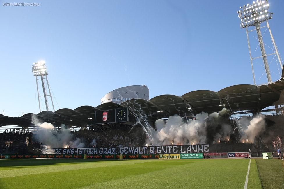 Sturm Graz - Austria Wien
Oesterreichische Fussball Bundesliga, 11. Runde, SK Sturm Graz - FK Austria Wien, Stadion Liebenau Graz, 15.10.2017. 

Foto zeigt Fans von Sturm mit einer Choreografie
Schlüsselwörter: pyrotechnik