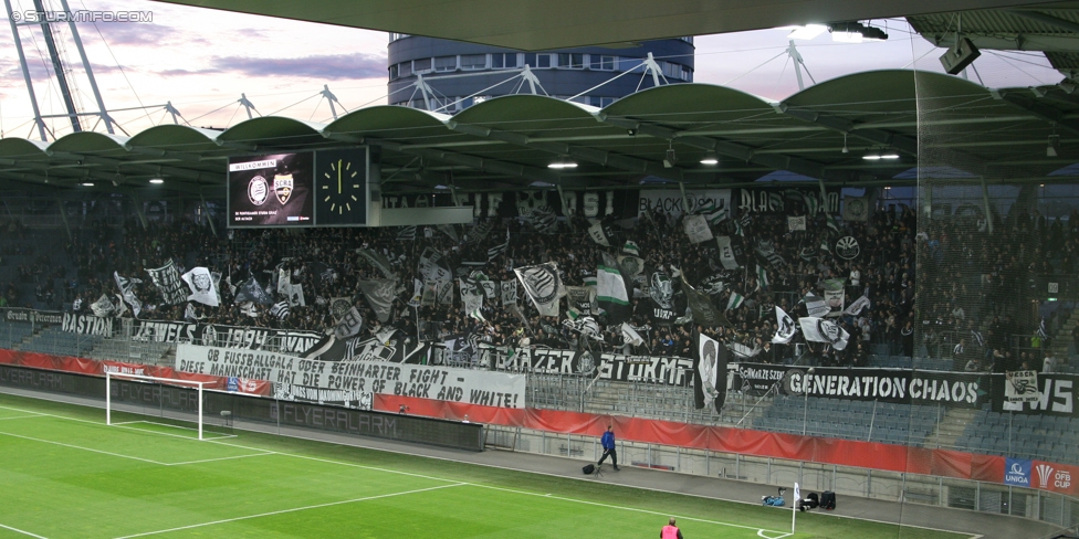 Sturm Graz - Altach
OEFB Cup, 3. Runde, SK Sturm Graz - SCR Altach, Stadion Liebenau Graz, 25.10.2017. 

Foto zeigt Fans von Sturm mit einem Spruchband
