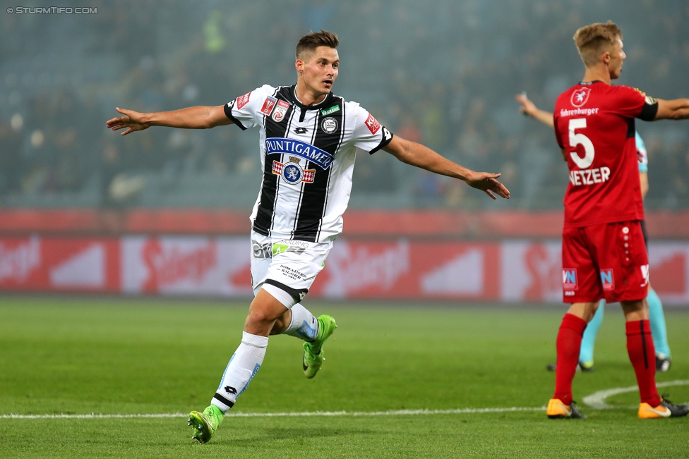 Sturm Graz - Altach
OEFB Cup, 3. Runde, SK Sturm Graz - SCR Altach, Stadion Liebenau Graz, 25.10.2017. 

Foto zeigt Thorsten Roecher (Sturm) und Philipp Netzer (Altach)
Schlüsselwörter: torjubel