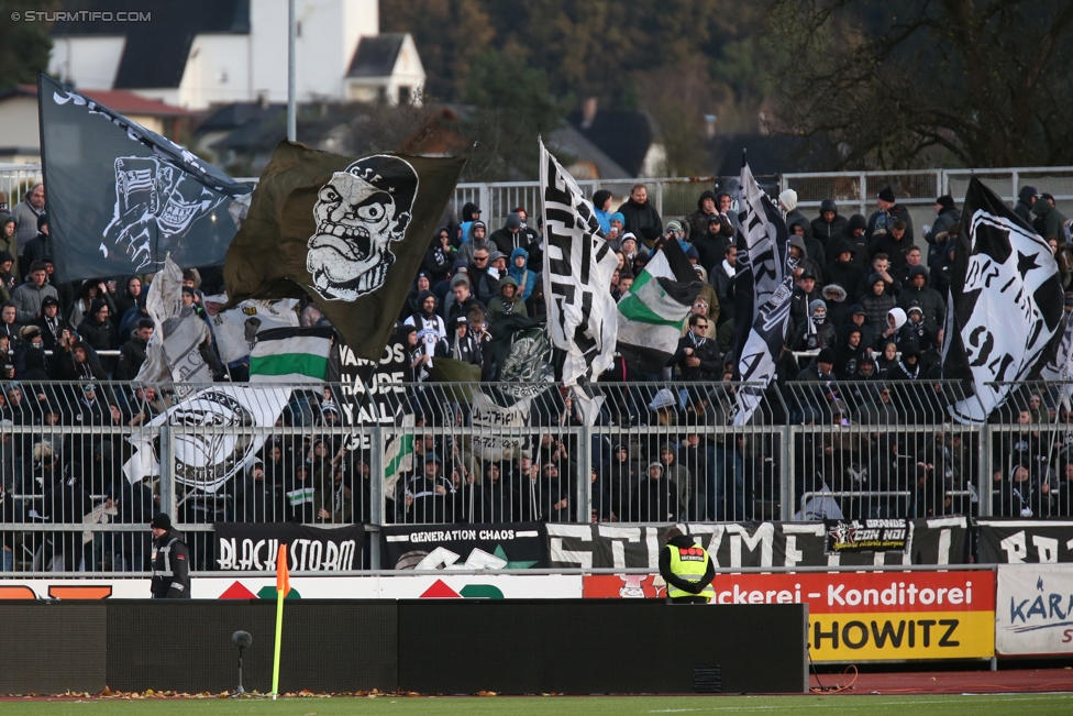 Wolfsberg - Sturm Graz
Oesterreichische Fussball Bundesliga, 13. Runde, Wolfsberger AC - SK Sturm Graz, Lavanttal Arena Wolfsberg, 29.10.2017. 

Foto zeigt Fans von Sturm 
