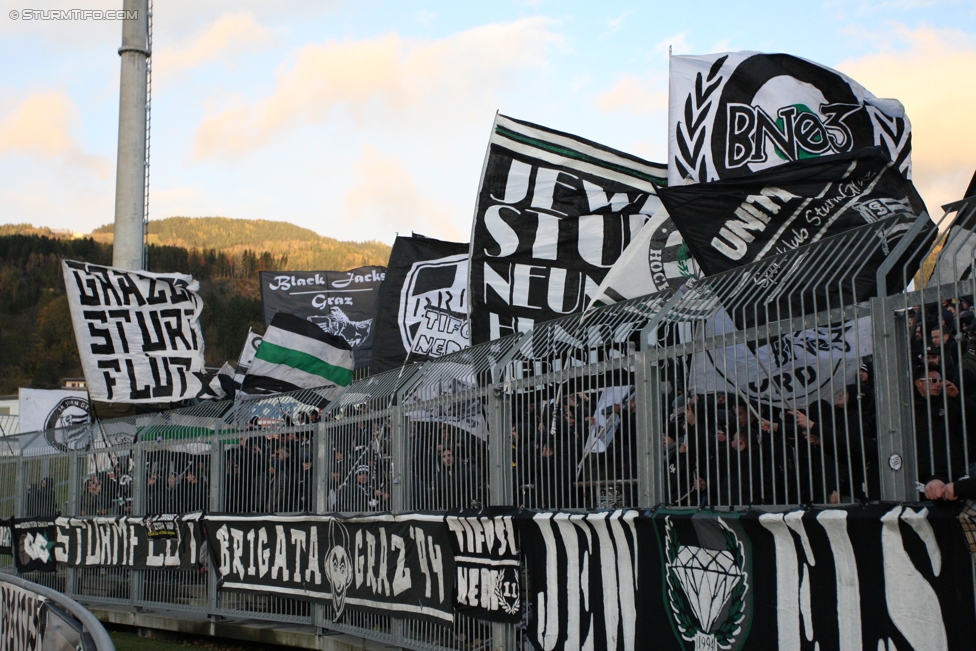 Wolfsberg - Sturm Graz
Oesterreichische Fussball Bundesliga, 13. Runde, Wolfsberger AC - SK Sturm Graz, Lavanttal Arena Wolfsberg, 29.10.2017. 

Foto zeigt Fans von Sturm 
