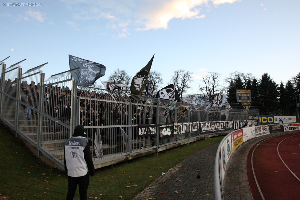 Wolfsberg - Sturm Graz
Oesterreichische Fussball Bundesliga, 13. Runde, Wolfsberger AC - SK Sturm Graz, Lavanttal Arena Wolfsberg, 29.10.2017. 

Foto zeigt Fans von Sturm 
