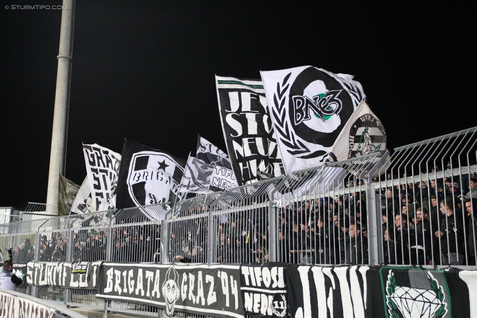 Wolfsberg - Sturm Graz
Oesterreichische Fussball Bundesliga, 13. Runde, Wolfsberger AC - SK Sturm Graz, Lavanttal Arena Wolfsberg, 29.10.2017. 

Foto zeigt Fans von Sturm 
