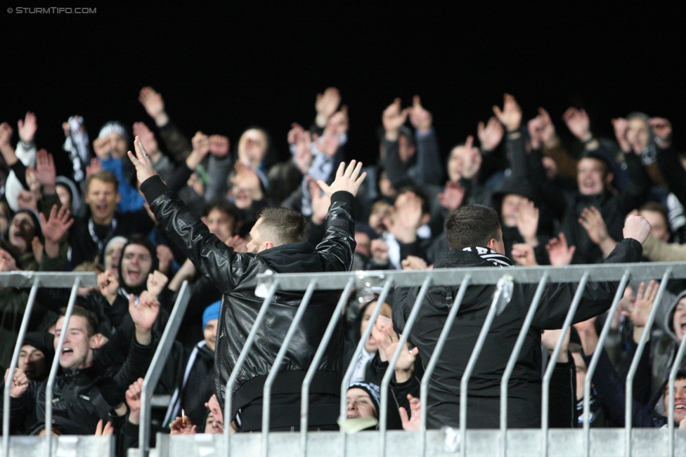 Wolfsberg - Sturm Graz
Oesterreichische Fussball Bundesliga, 13. Runde, Wolfsberger AC - SK Sturm Graz, Lavanttal Arena Wolfsberg, 29.10.2017. 

Foto zeigt Fans von Sturm
