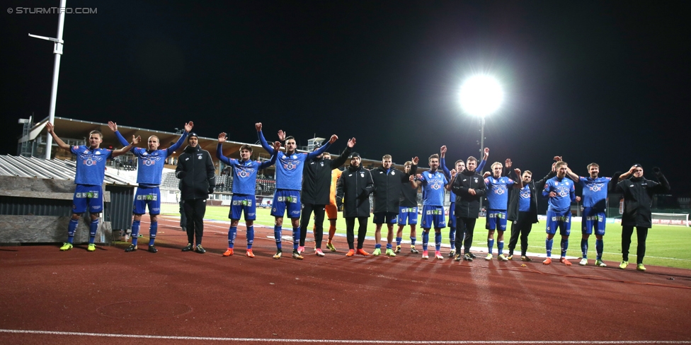 Wolfsberg - Sturm Graz
Oesterreichische Fussball Bundesliga, 13. Runde, Wolfsberger AC - SK Sturm Graz, Lavanttal Arena Wolfsberg, 29.10.2017. 

Foto zeigt die Mannschaft von Sturm
Schlüsselwörter: jubel