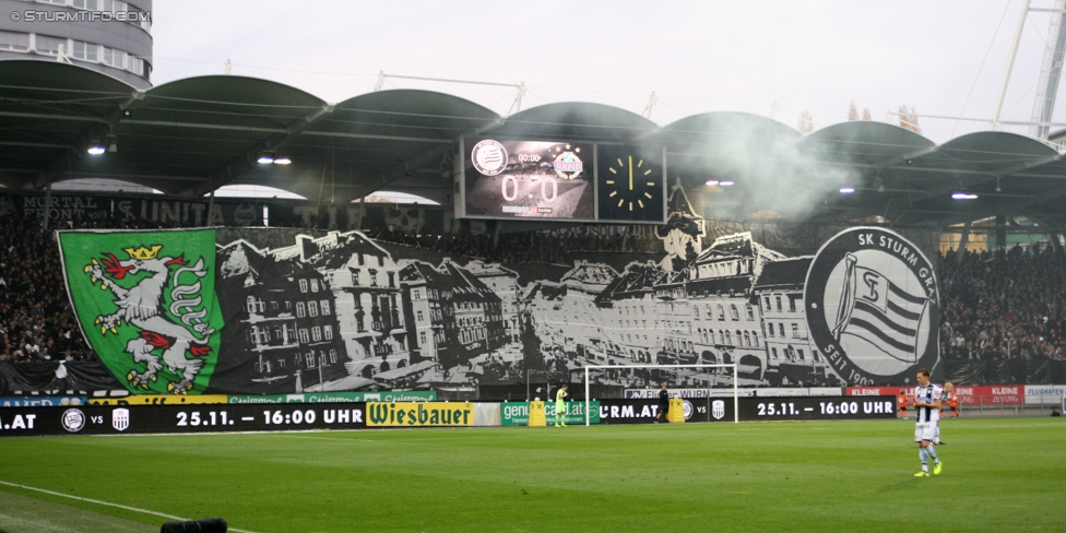 Sturm Graz - Rapid Wien
Oesterreichische Fussball Bundesliga, 14. Runde, SK Sturm Graz - SK Rapid Wien, Stadion Liebenau Graz, 04.11.2017. 

Foto zeigt Fans von Sturm mit einer Choreografie
