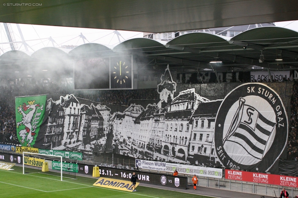 Sturm Graz - Rapid Wien
Oesterreichische Fussball Bundesliga, 14. Runde, SK Sturm Graz - SK Rapid Wien, Stadion Liebenau Graz, 04.11.2017. 

Foto zeigt Fans von Sturm mit einer Choreografie
