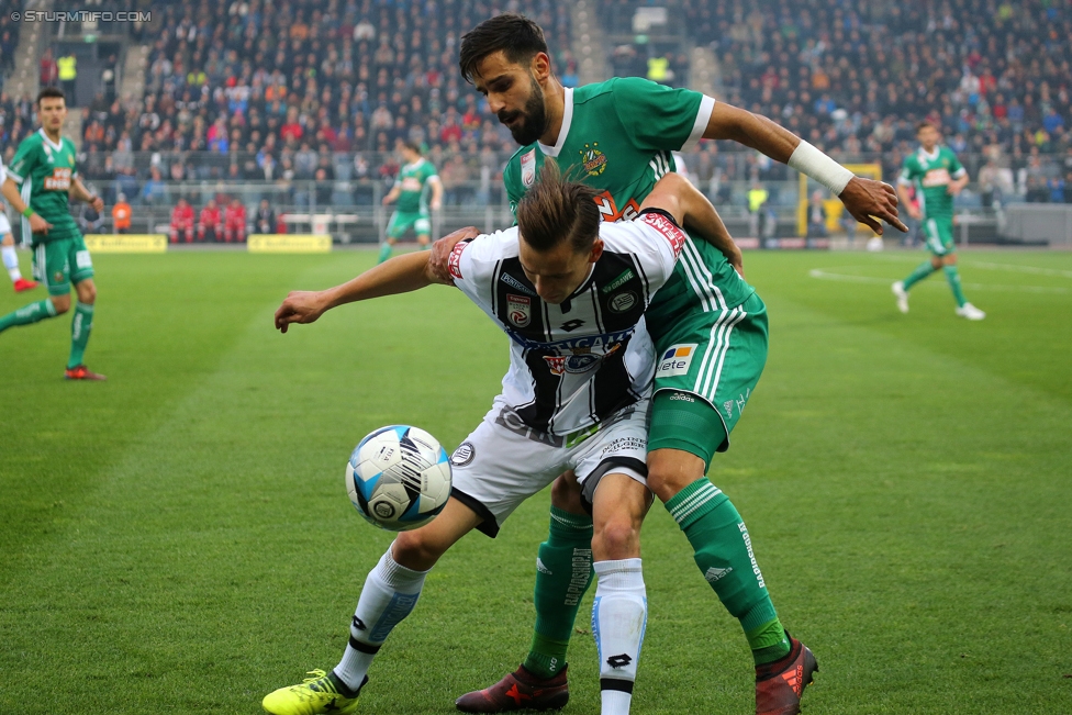 Sturm Graz - Rapid Wien
Oesterreichische Fussball Bundesliga, 14. Runde, SK Sturm Graz - SK Rapid Wien, Stadion Liebenau Graz, 04.11.2017. 

Foto zeigt Stefan Hierlaender (Sturm) und Lucas Galvao Da Costa Souza (Rapid)
