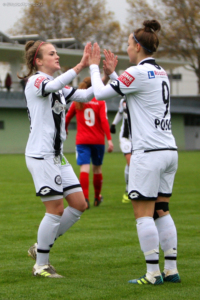 Sturm Damen - Vorderland
OEFB Frauen Bundesliga, 9. Runde,  SK Sturm Graz Damen - FFC Vorderland, Verbandsplatz Graz, 12.11.2017. 

Foto zeigt Julia Kofler (Sturm Damen) und Isabella Posch (Sturm Damen)
Schlüsselwörter: torjubel