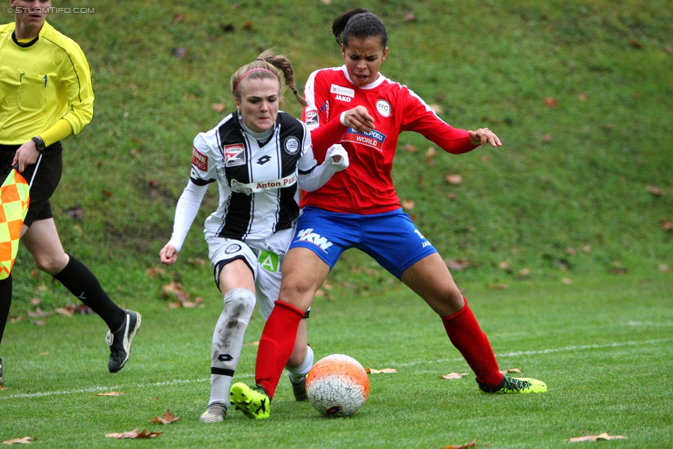 Sturm Damen - Vorderland
OEFB Frauen Bundesliga, 9. Runde,  SK Sturm Graz Damen - FFC Vorderland, Verbandsplatz Graz, 12.11.2017. 

Foto zeigt Julia Kofler (Sturm Damen) und Yaribeth Andreina Ulacio Villanueva (Vorderland)
