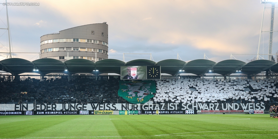 Sturm Graz - LASK
Oesterreichische Fussball Bundesliga, 16. Runde, SK Sturm Graz - LASK, Stadion Liebenau Graz, 25.11.2017. 

Foto zeigt Fans von Sturm mit einer Choreografie
