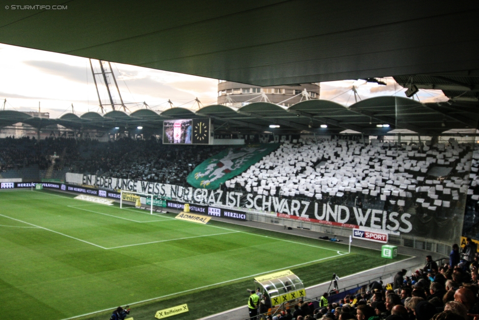 Sturm Graz - LASK
Oesterreichische Fussball Bundesliga, 16. Runde, SK Sturm Graz - LASK, Stadion Liebenau Graz, 25.11.2017. 

Foto zeigt Fans von Sturm mit einer Choreografie
