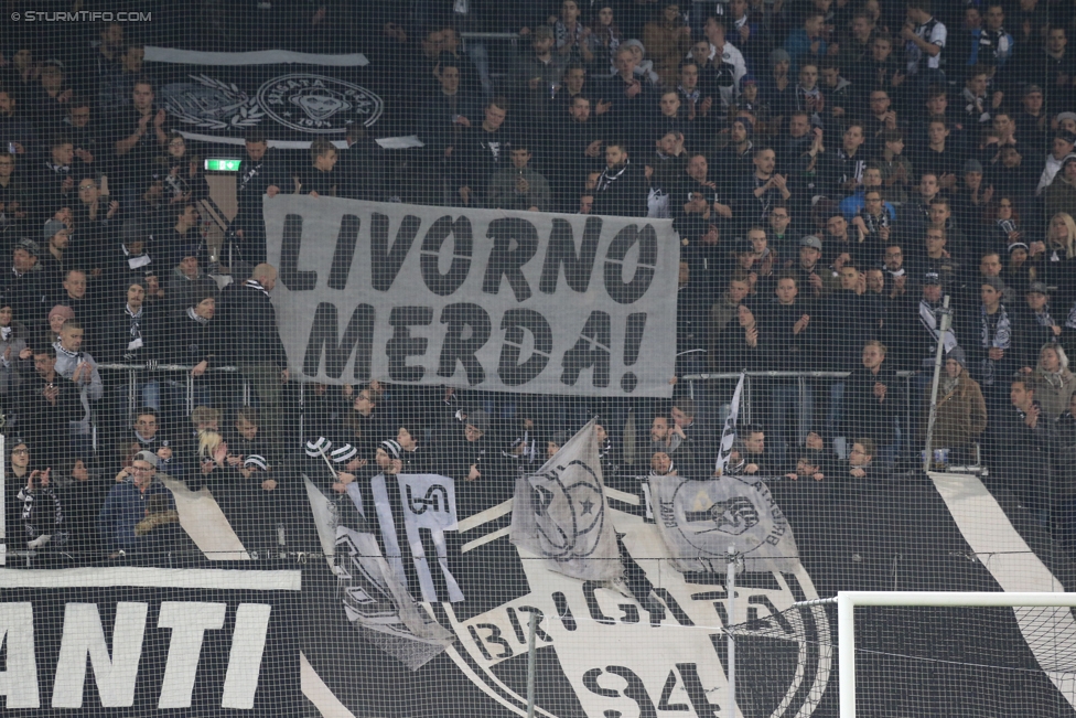 Sturm Graz - LASK
Oesterreichische Fussball Bundesliga, 16. Runde, SK Sturm Graz - LASK, Stadion Liebenau Graz, 25.11.2017. 

Foto zeigt Fans von Sturm mit einem Spruchband
