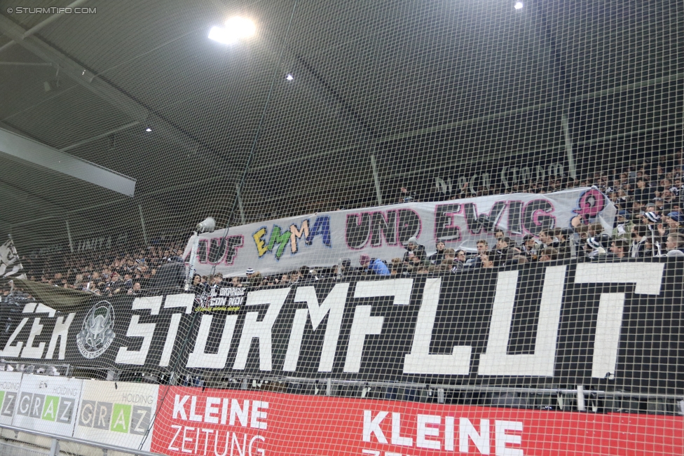 Sturm Graz - LASK
Oesterreichische Fussball Bundesliga, 16. Runde, SK Sturm Graz - LASK, Stadion Liebenau Graz, 25.11.2017. 

Foto zeigt Fans von Sturm mit einem Spruchband
