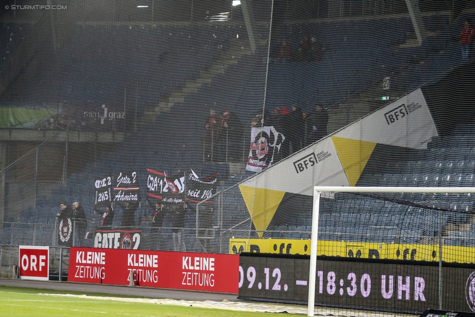 Sturm Graz - Admira Wacker
Oesterreichische Fussball Bundesliga, 17. Runde, SK Sturm Graz - FC Admira Wacker Moedling, Stadion Liebenau Graz, 28.11.2017. 

Foto zeigt Fans von Admira
