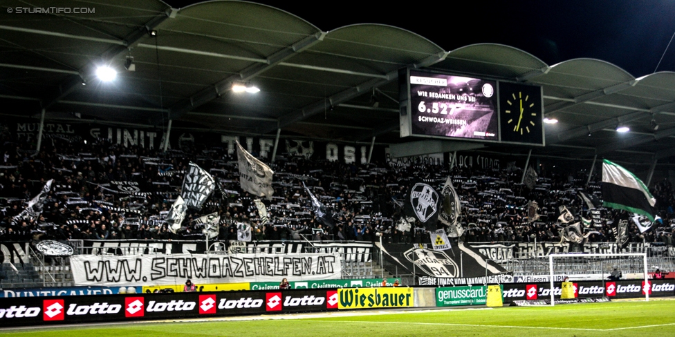 Sturm Graz - Admira Wacker
Oesterreichische Fussball Bundesliga, 17. Runde, SK Sturm Graz - FC Admira Wacker Moedling, Stadion Liebenau Graz, 28.11.2017. 

Foto zeigt Fans von Sturm mit einem Spruchband
