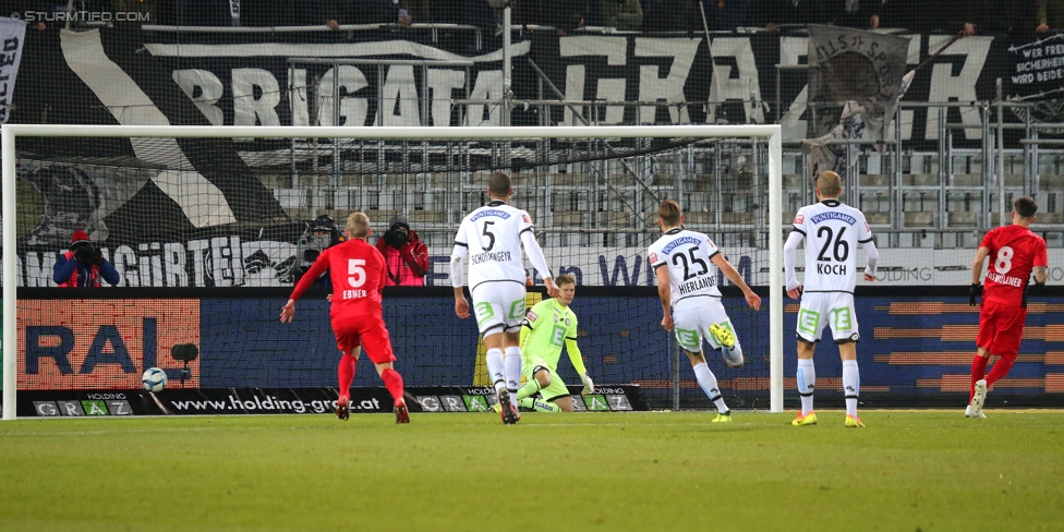 Sturm Graz - Admira Wacker
Oesterreichische Fussball Bundesliga, 17. Runde, SK Sturm Graz - FC Admira Wacker Moedling, Stadion Liebenau Graz, 28.11.2017. 

Foto zeigt Thomas Ebner (Admira), Christian Schoissengeyr (Sturm), Joerg Siebenhandl (Sturm), Stefan Hierlaender (Sturm), Fabian Koch (Sturm) und Christoph Knasmuellner (Admira)
Schlüsselwörter: elfmeter tor