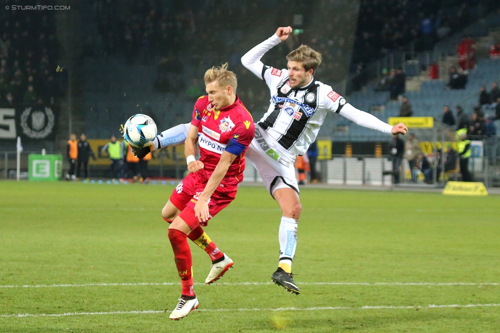 Sturm Graz - St. Poelten
Oesterreichische Fussball Bundesliga, 19. Runde, SK Sturm Graz - SKN St. Poelten, Stadion Liebenau Graz, 09.12.2017. 

Foto zeigt Philipp Zulechner (Sturm)
