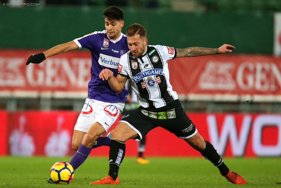 Austria Wien - Sturm Graz
Oesterreichische Fussball Bundesliga, 20. Runde, FK Austria Wien - SK Sturm Graz, Ernst Happel Stadion Wien, 17.12.2017. 

Foto zeigt Peter Zulj (Sturm)
